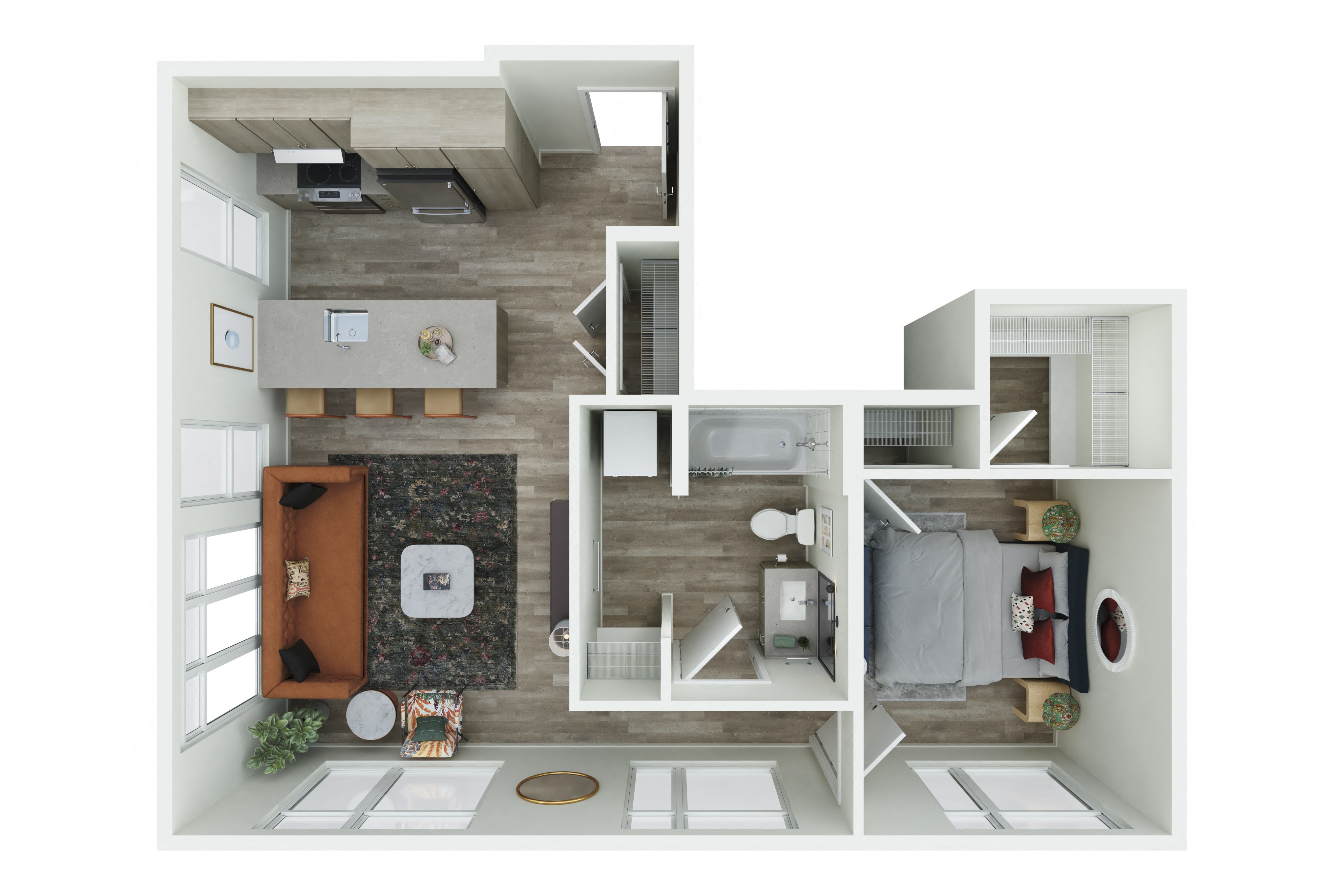 Floor plan layout diagram for 1x1 - 1.06